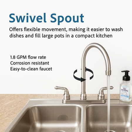 Dura Faucet Dura Faucet DF-PK330HC-SN RV J-Spout Kitchen Sink Faucet (Brushed Satin Nickel) - Outdoor Depot