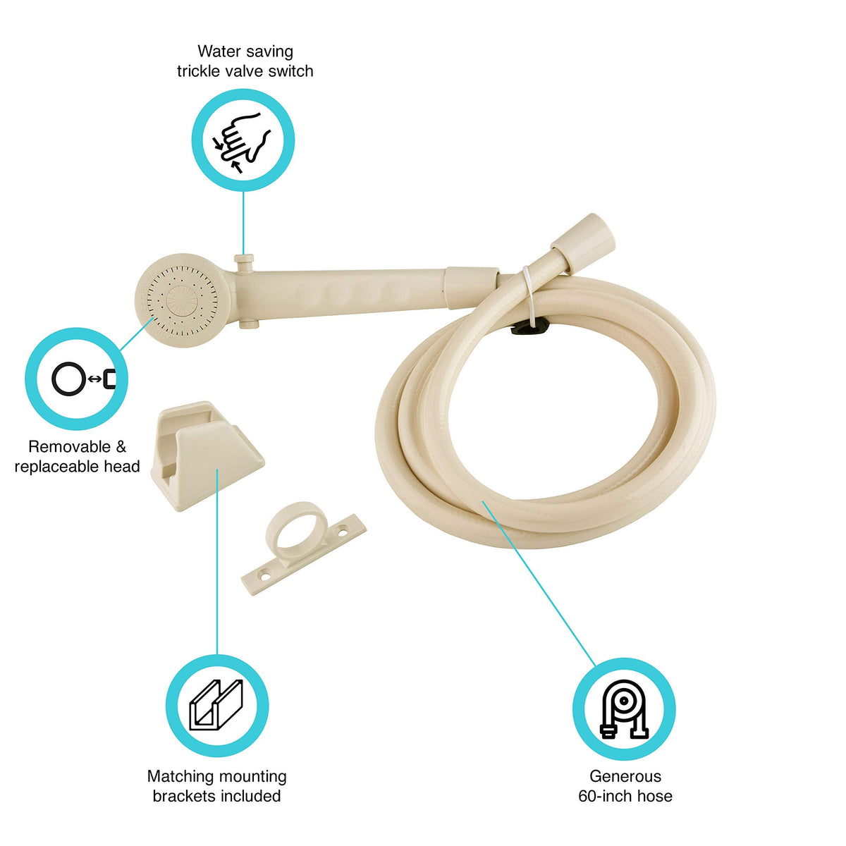 Dura Faucet Dura Faucet (DF-SA130-BQ) RV High Pressure Shower Head and 60-inch Hose Kit - Water-Saving - Outdoor Depot