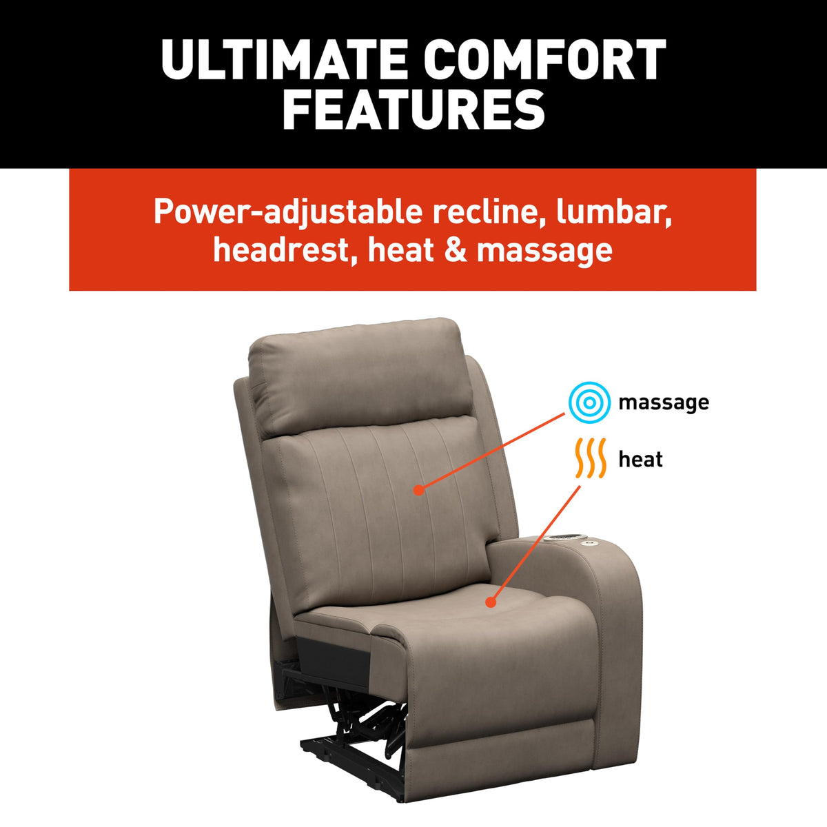 THOMAS PAYNE THOMAS PAYNE Signature Seismic Series Driftwood RV Theater Seating Left Arm Recliner with Power - Outdoor Depot
