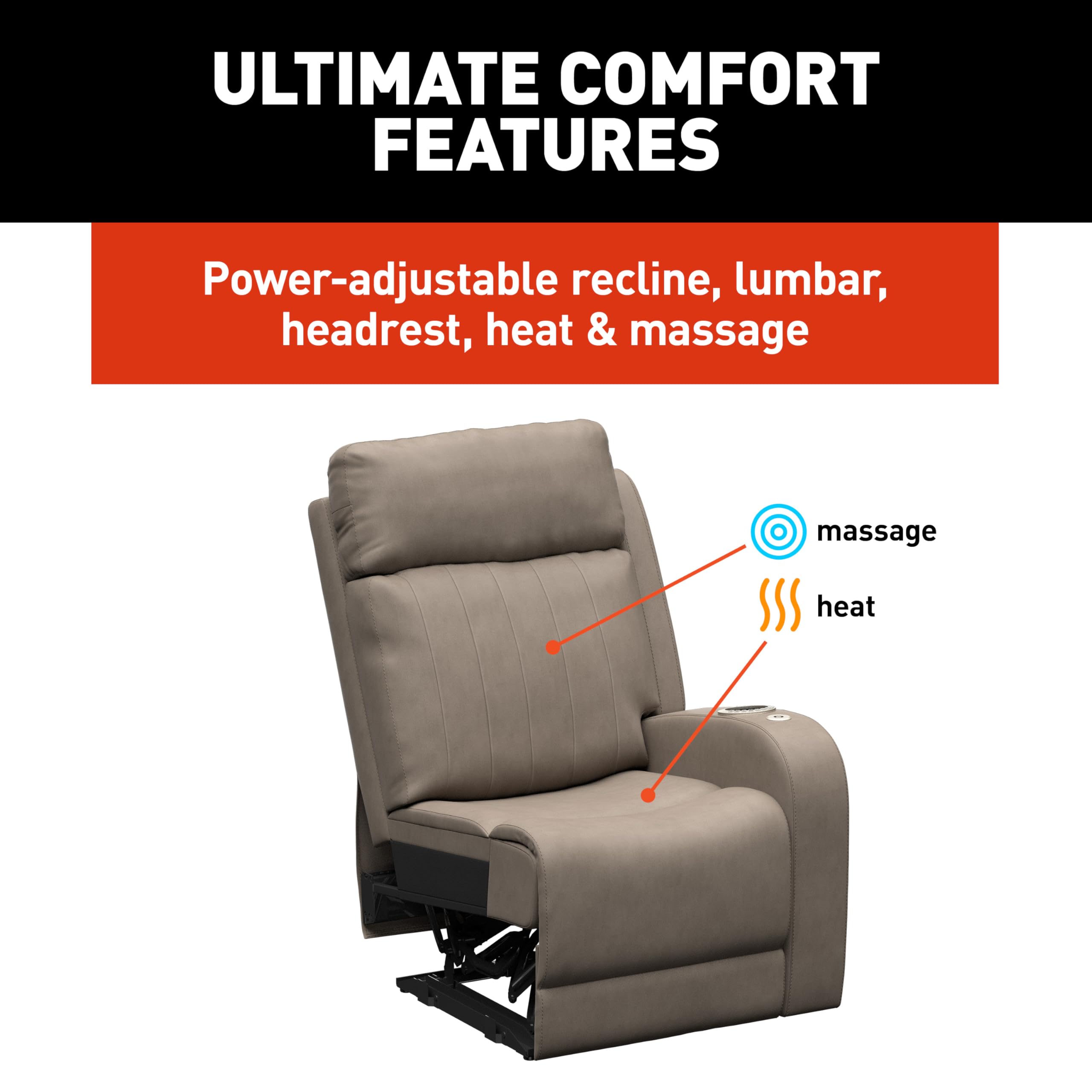 THOMAS PAYNE THOMAS PAYNE Signature Seismic Series Driftwood RV Theater Seating Left Arm Recliner with Power - Outdoor Depot