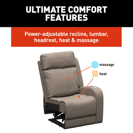 THOMAS PAYNE THOMAS PAYNE Signature Seismic Series Driftwood RV Theater Seating Left Arm Recliner with Power - Outdoor Depot