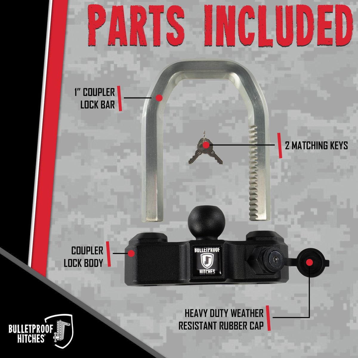 BulletProof Hitches BulletProof Hitches - Extreme Duty Trailer Coupler Lock - Universal Trailer Lock with 1" - Outdoor Depot