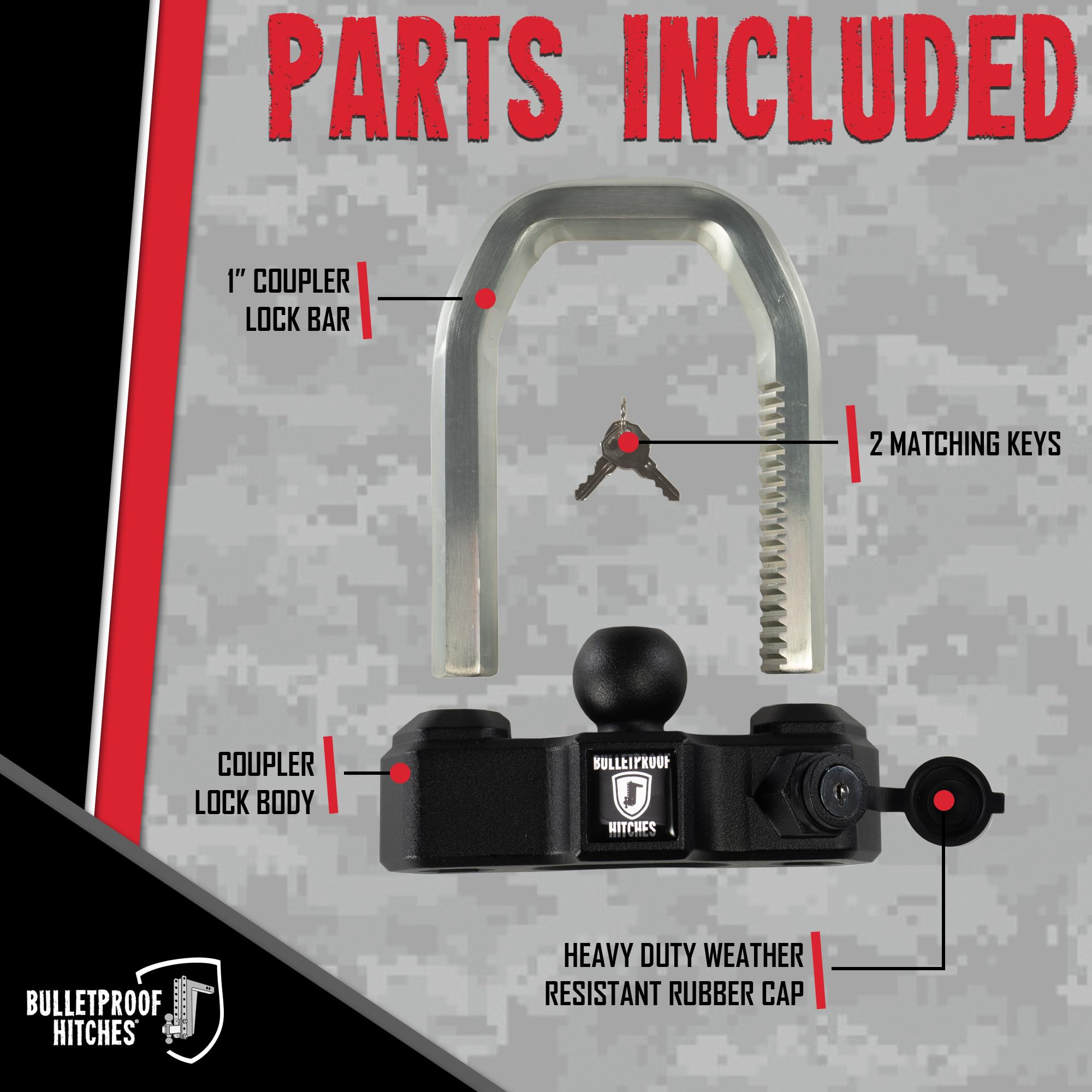 BulletProof Hitches BulletProof Hitches - Extreme Duty Trailer Coupler Lock - Universal Trailer Lock with 1" - Outdoor Depot