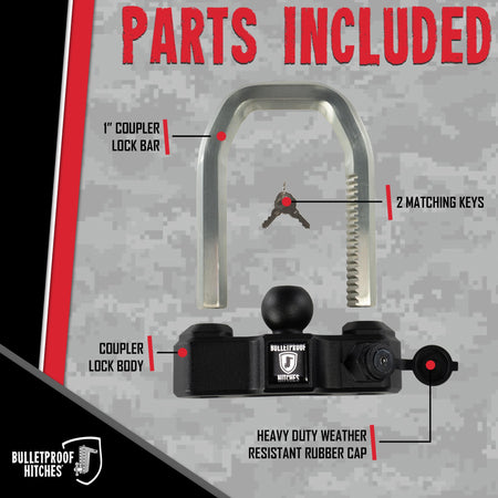 BulletProof Hitches BulletProof Hitches - Extreme Duty Trailer Coupler Lock - Universal Trailer Lock with 1" - Outdoor Depot