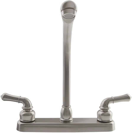 Dura Faucet Dura Faucet DF-PK210C-SN Hi-Rise RV Kitchen Sink Faucet with Classical Levers (Brushed Satin - Outdoor Depot