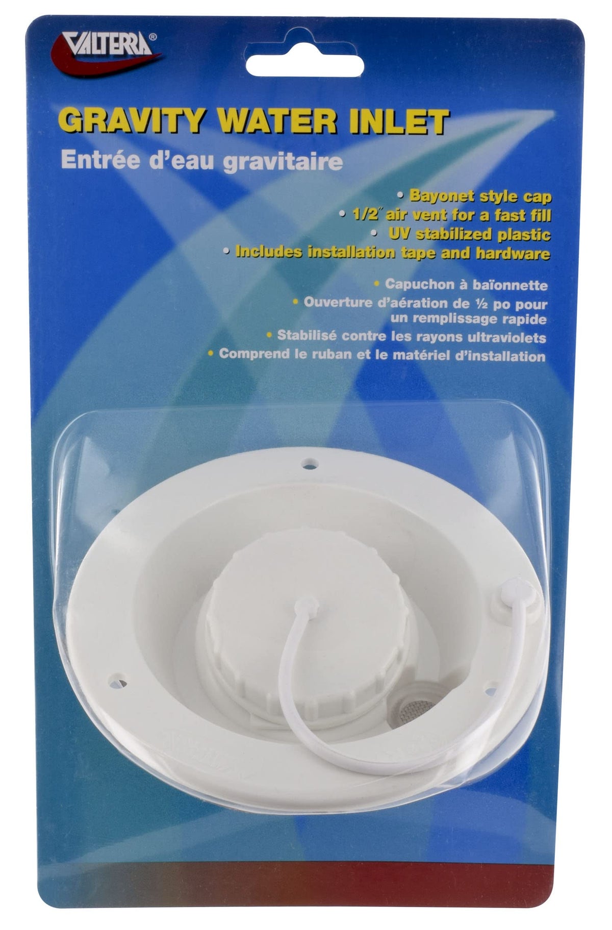 Valterra Valterra A01-2003VP Gravity Water Inlet - White (Carded) - Outdoor Depot