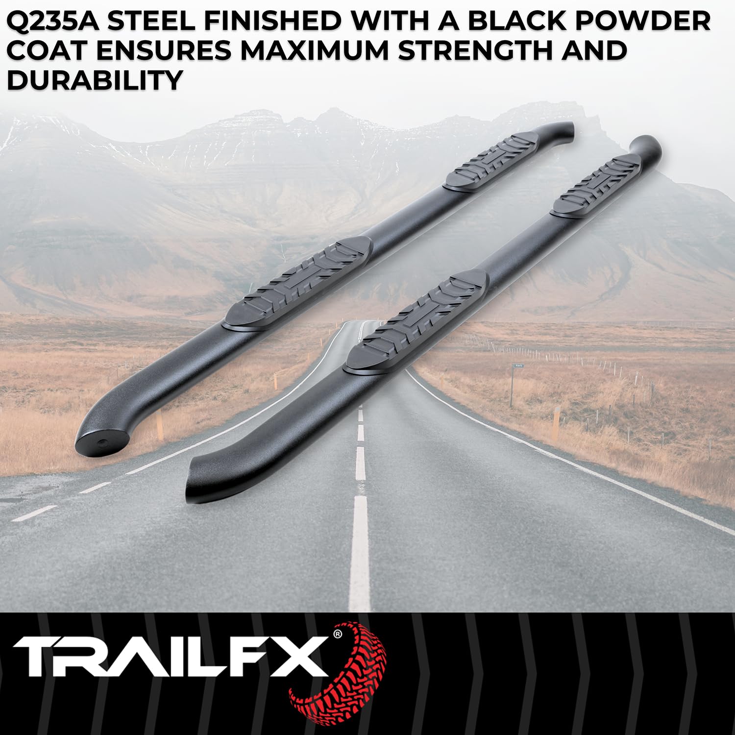 Trailfx TrailFX Nerf Bar Side Steps Fits Chevrolet Colorado Crew Cab 2015–2026 Titanium Black Powder Coated - Outdoor Depot