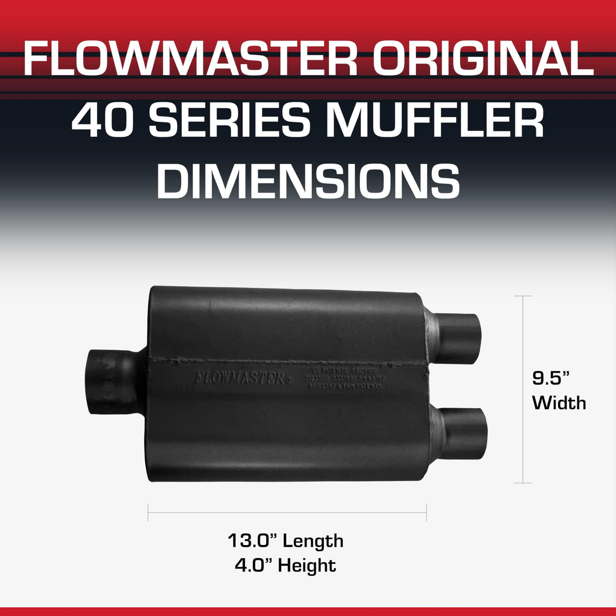Flowmaster Flowmaster 40 Series Original Chambered Muffler – 3.00” Center In / 2.50” Dual Out – Aggressive - Outdoor Depot