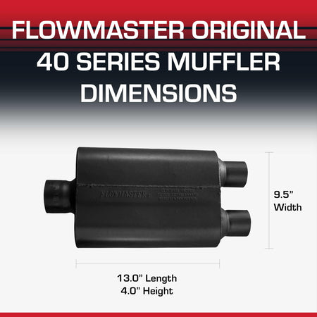 Flowmaster Flowmaster 40 Series Original Chambered Muffler – 3.00” Center In / 2.50” Dual Out – Aggressive - Outdoor Depot