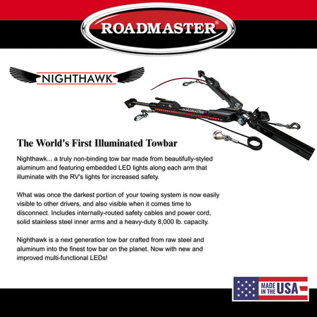 Roadmaster Roadmaster 676 Nighthawk Tow Bar fits Roadmaster Baseplates | Hauls Up to 8,000 lbs | Non-Binding - Outdoor Depot