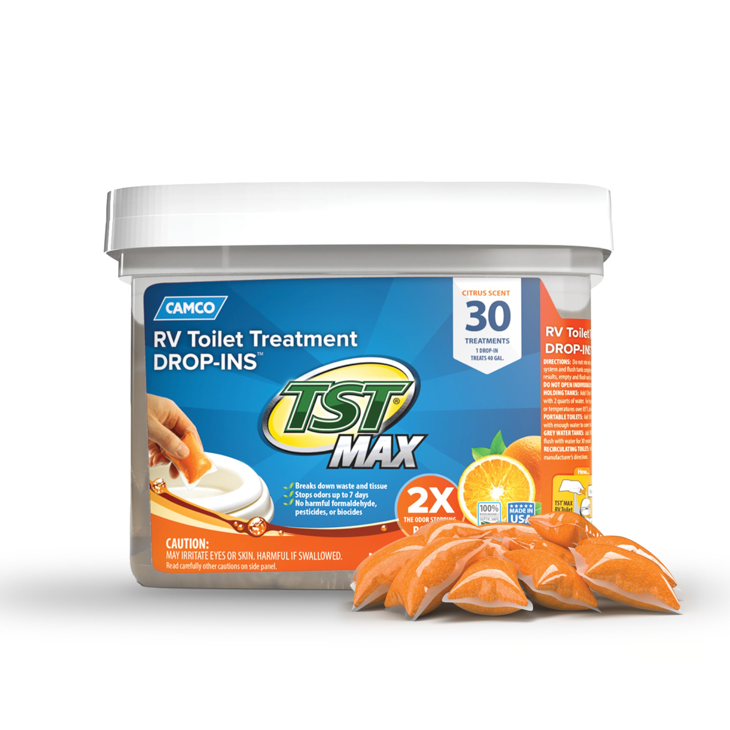 Camco Camco TST MAX RV Toilet Treatment Drop-INs - Control Unwanted Odors & Break Down Waste and Tissue - - Outdoor Depot