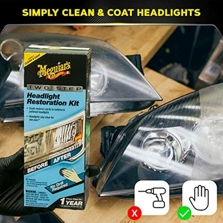 Meguiar's Meguiar's Two Step Car Headlight Restoration Kit, Headlight Cleaner Restores Clear Car Plastic and - Outdoor Depot