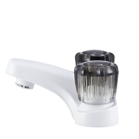 Dura Faucet Dura Faucet DF-PL720S-WT RV Bathroom Faucet with Smoked Acrylic Knobs and Shower Hose Diverter - Outdoor Depot