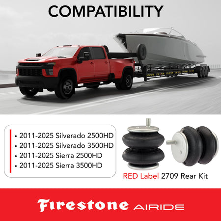 Airide Firestone Airide 2709 Red Label Rear Air Springs Kit fits 2011-2025 Silverado Sierra 2500HD 3500HD | - Outdoor Depot