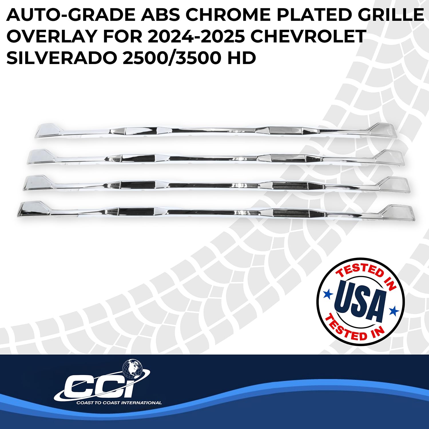 Coast to Coast International CCI Grille Insert GI208, Tape-On Overlay, 4 Piece, Chrome Plated, ABS Plastic, - Outdoor Depot