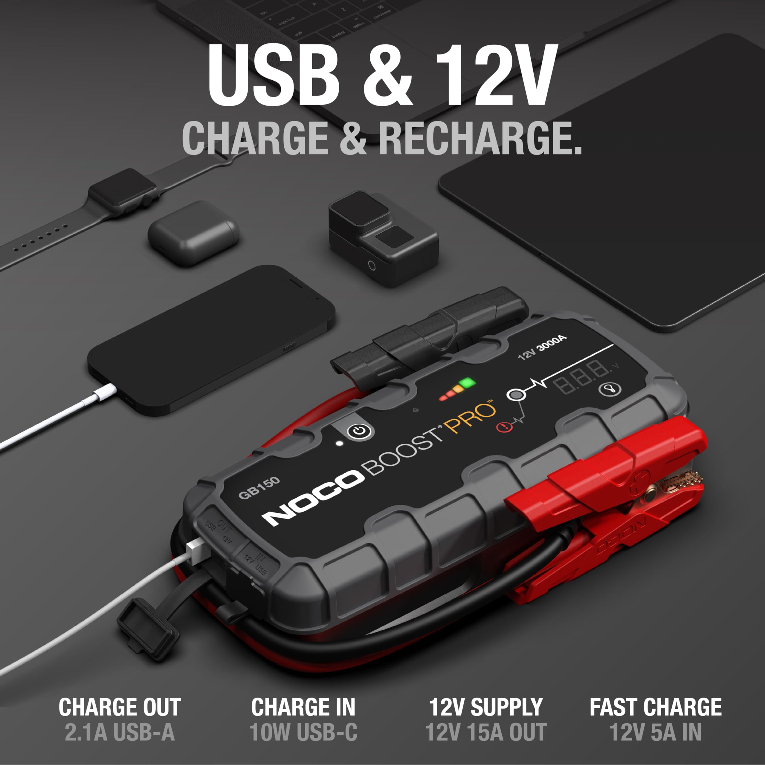 NOCO NOCO Boost GB150: 3000A UltraSafe Jump Starter – 12V Lithium Battery Booster Pack, Portable Jump Box, - Outdoor Depot