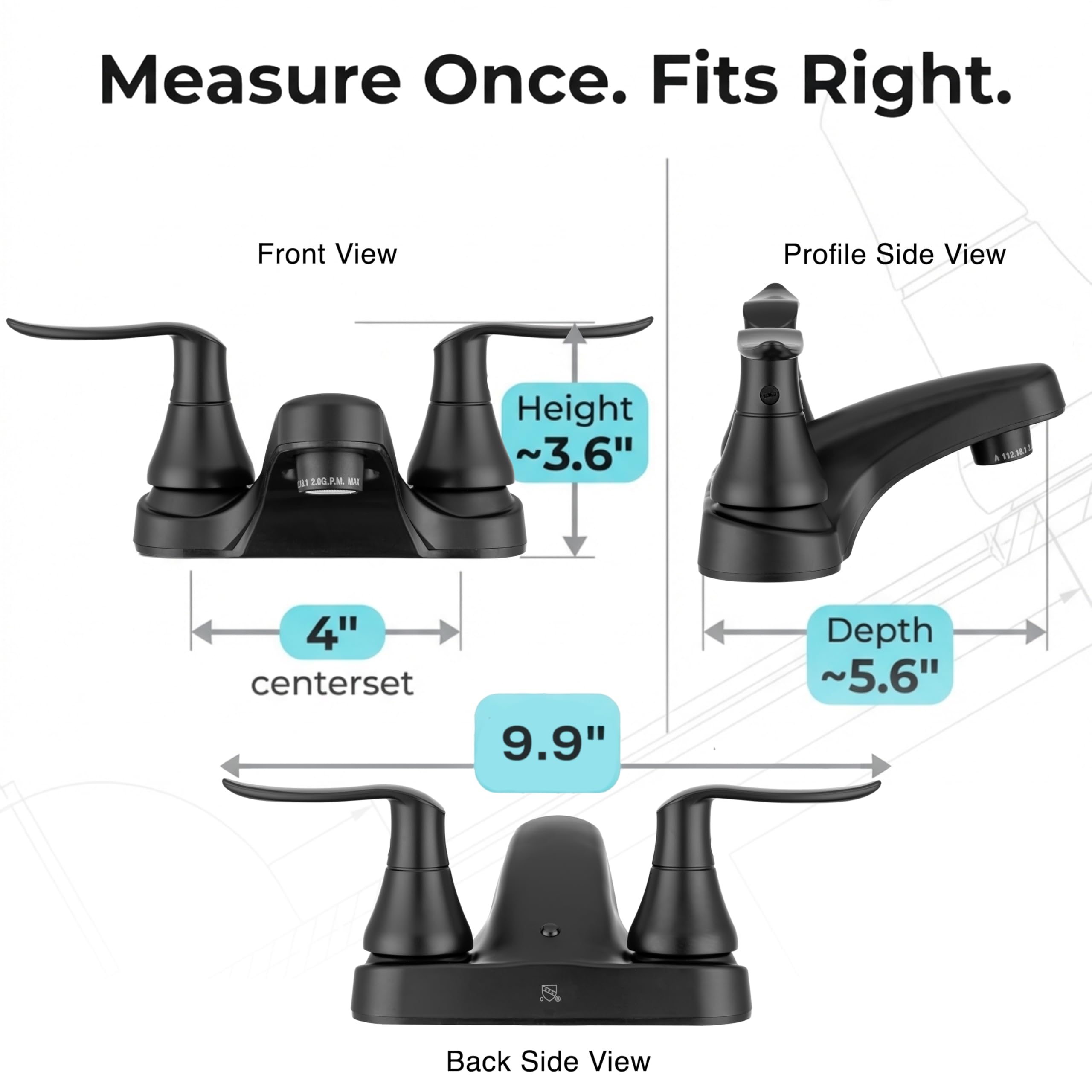 Dura Faucet Dura Faucet DF-PL700LH-MB RV Bathroom Faucet with Winged Levers (Matte Black) - Outdoor Depot