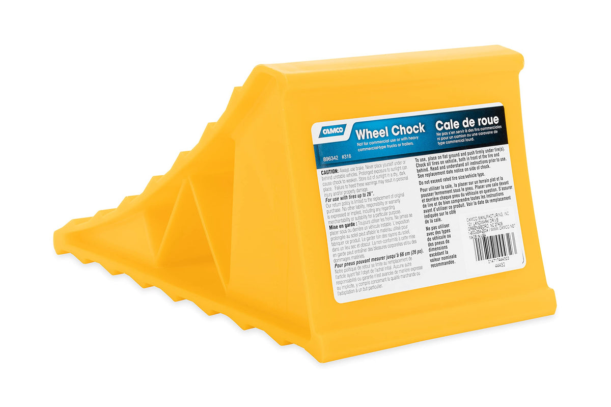 Camco Camco 44432 Wheel Chock Without Rope, Helps Keep Your Trailer or RV in Place (Pack of 1), Yellow - Outdoor Depot