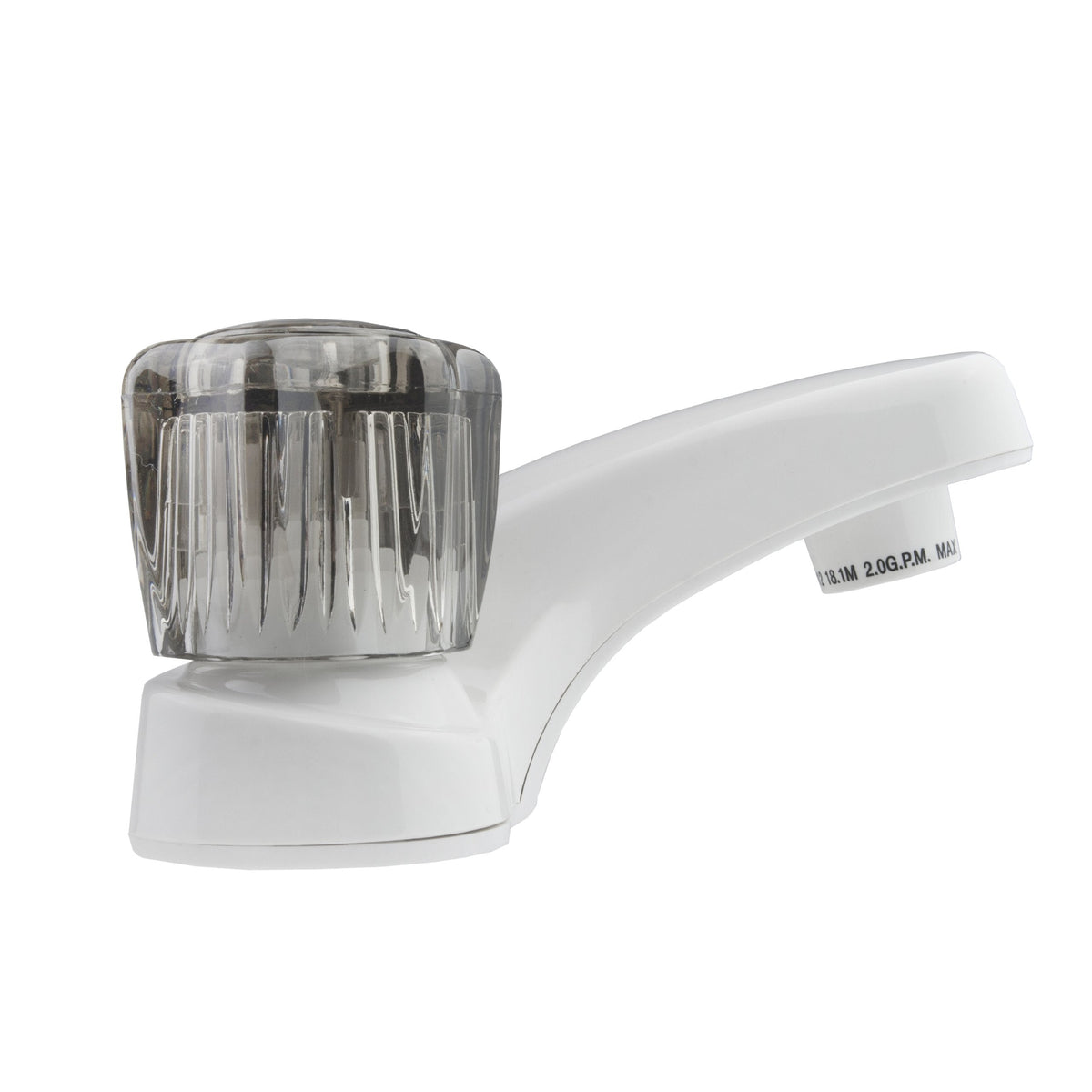Dura Faucet Dura Faucet DF-PL700S-WT RV Bathroom Faucet with Smoked Acrylic Knobs (White) - Outdoor Depot