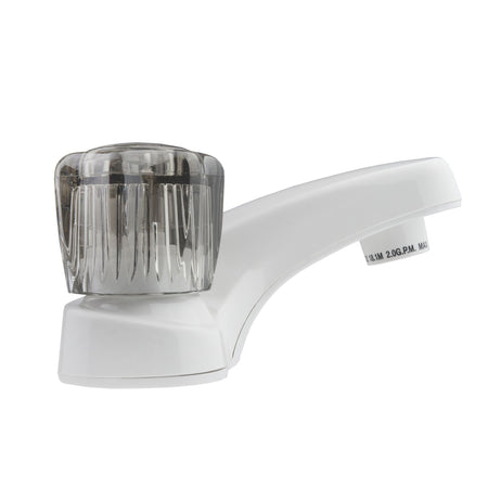 Dura Faucet Dura Faucet DF-PL700S-WT RV Bathroom Faucet with Smoked Acrylic Knobs (White) - Outdoor Depot