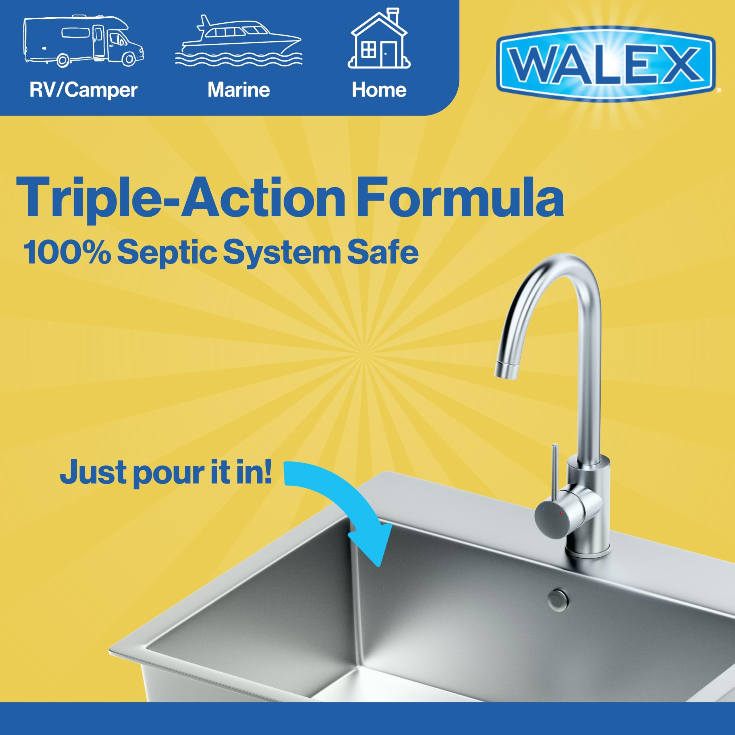 Walex Walex Elemonate Liquid Grey Water Deodorizer for RV, Camper & Marine - Dissolves Grease & Organic - Outdoor Depot