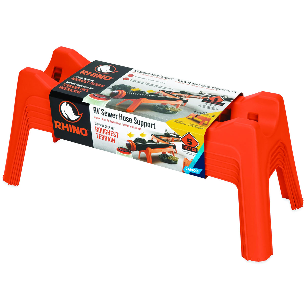 Camco Camco Rhino RV Sewer Hose Support Kit - Extends Over Uneven Terrain for Easy Drainage - Supports Up to - Outdoor Depot
