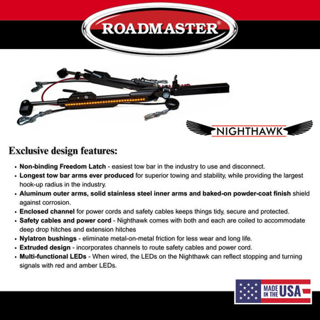 Roadmaster Roadmaster 676 Nighthawk Tow Bar fits Roadmaster Baseplates | Hauls Up to 8,000 lbs | Non-Binding - Outdoor Depot