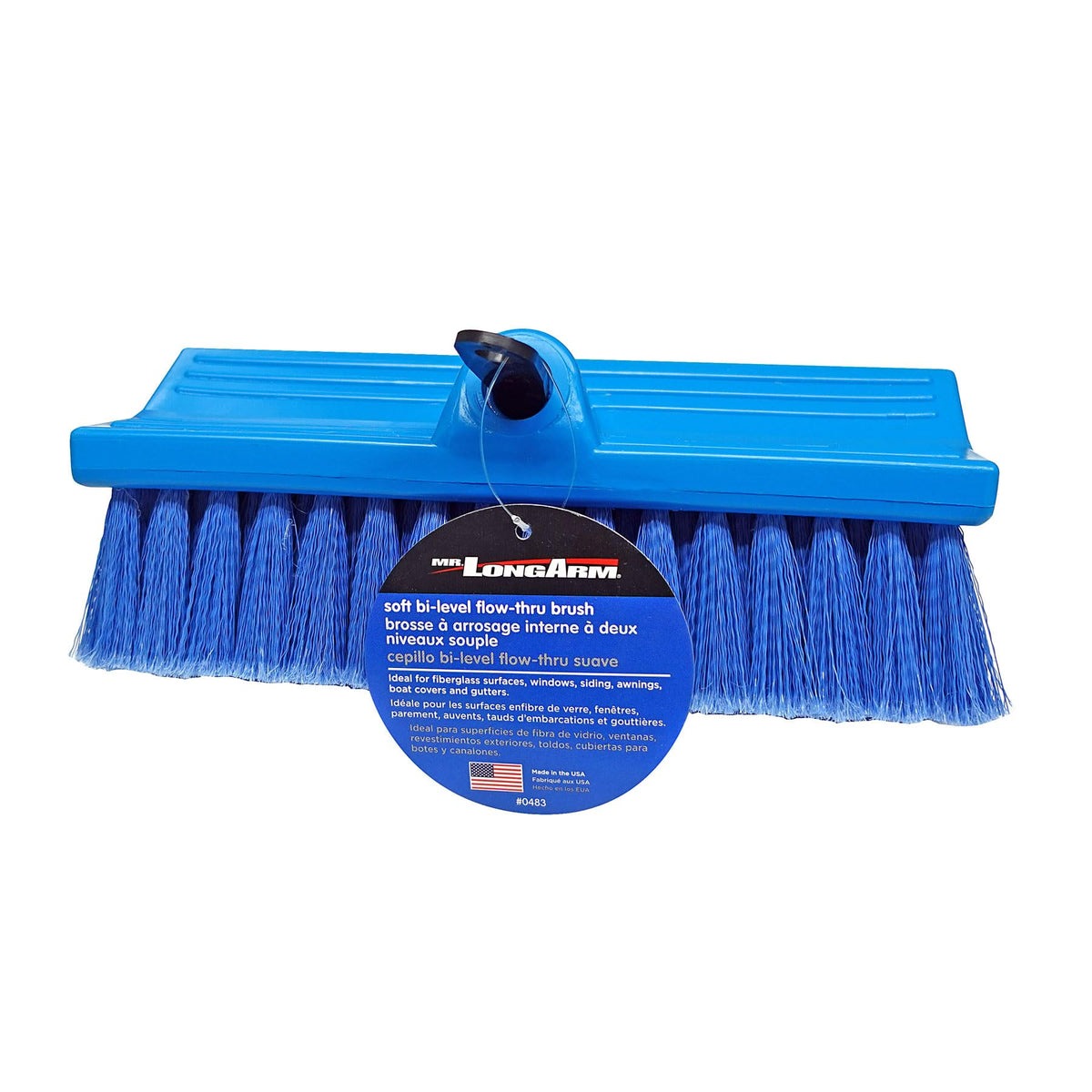 Mr. Long Arm Mr Long Arm, Inc. 0483M Bi-Level Flow-Thru Soft Brush, Blue - Outdoor Depot