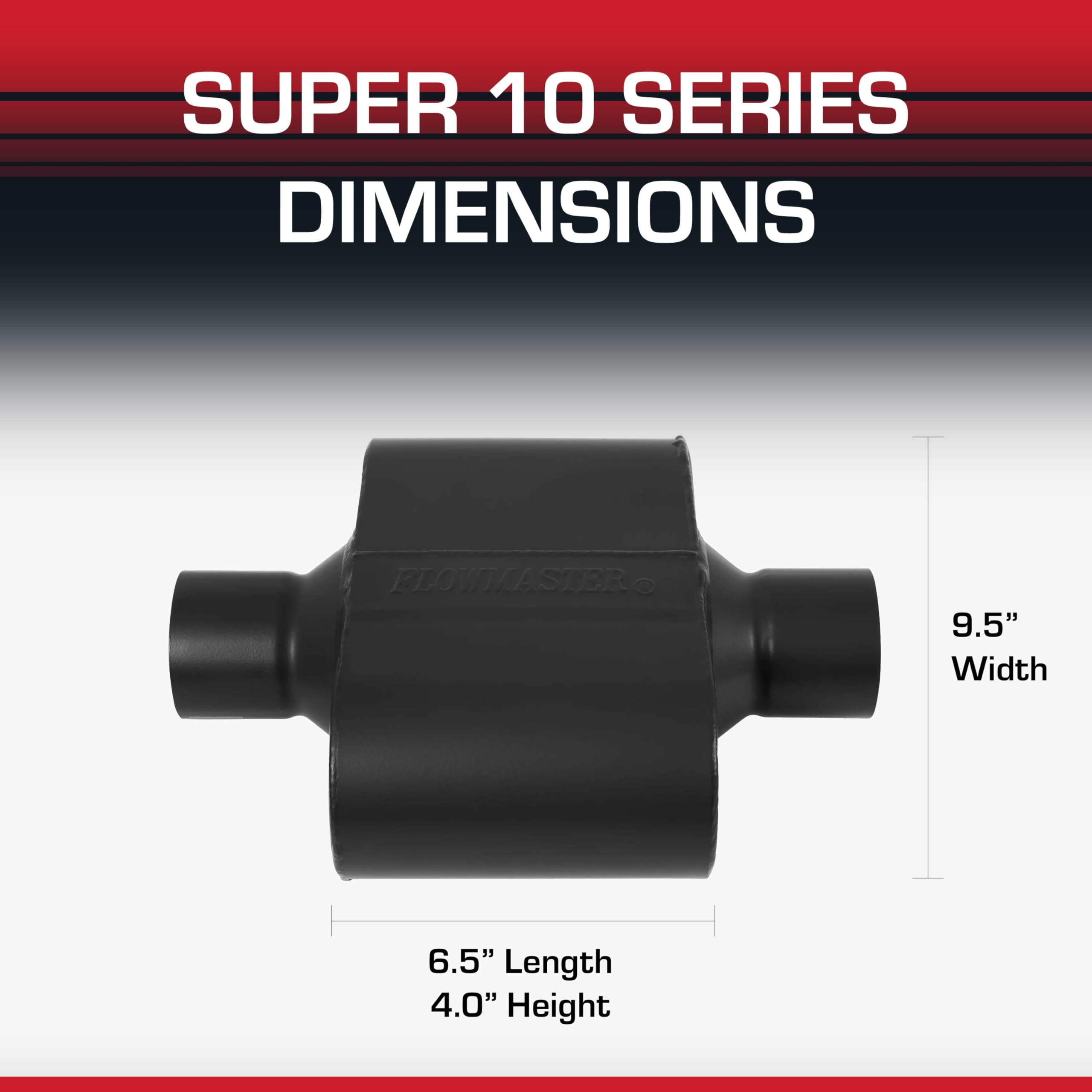Flowmaster Flowmaster Super 10 Series Chambered Muffler – 2.50” Center In / 2.50” Center Out – Race-Inspired - Outdoor Depot