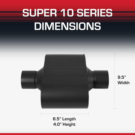 Flowmaster Flowmaster Super 10 Series Chambered Muffler – 2.50” Center In / 2.50” Center Out – Race-Inspired - Outdoor Depot