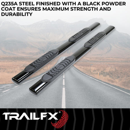 Trailfx TrailFX Nerf Bar Fits Ford F-150 Super Crew 2015-2026 Straight 5 Inch Oval Black Powder Coated Steel - Outdoor Depot