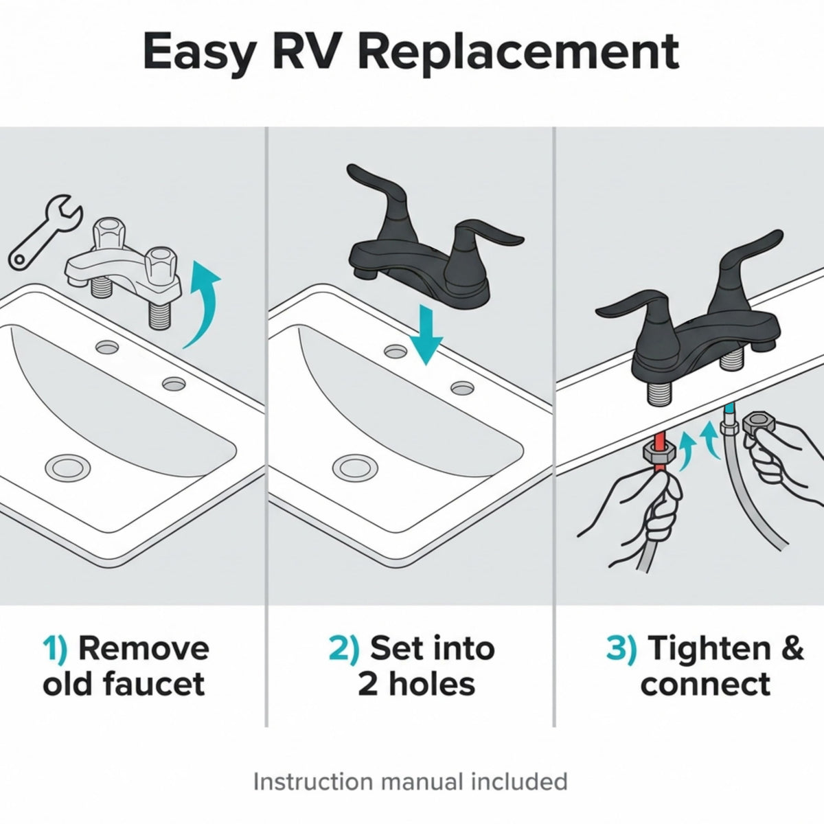 Dura Faucet Dura Faucet DF-PL700LH-MB RV Bathroom Faucet with Winged Levers (Matte Black) - Outdoor Depot