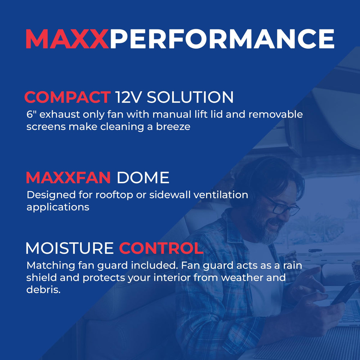 MAXXAIR MAXXAIR Maxxfan Dome 6" Round 12V Ventilation Fan - Compact Solution for Rooftop or Sidewall - Outdoor Depot