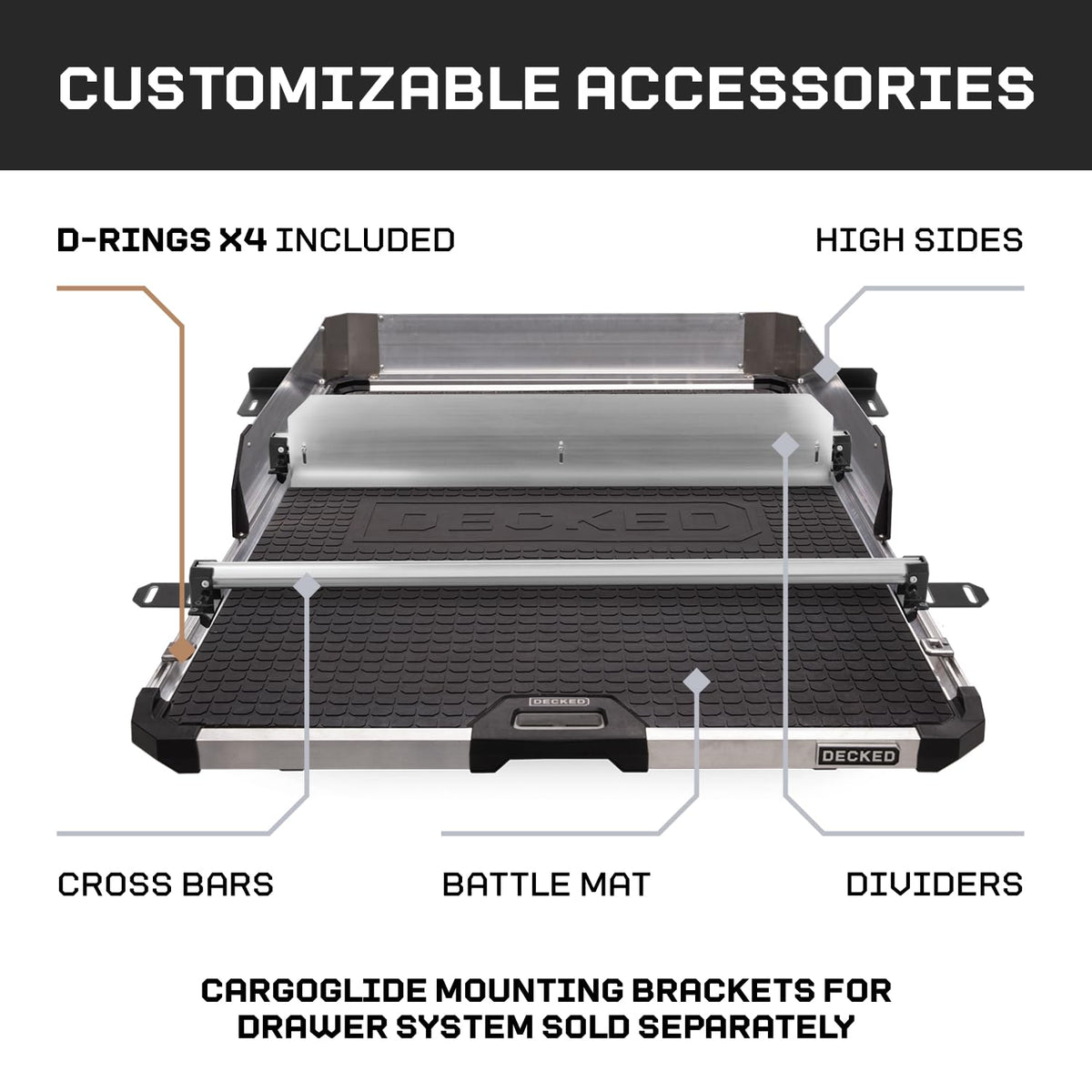 DECKED CargoGlide Truck Bed Slide – 1500 lb Capacity, 75% Extension – Heavy-Duty Pickup Cargo Slide for Easy - Outdoor Depot