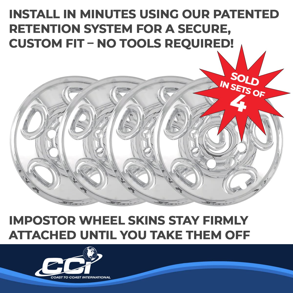 Coast to Coast International Coast To Coast International Chrome Impostor Wheel Skins, Set of 4 – Compatible - Outdoor Depot