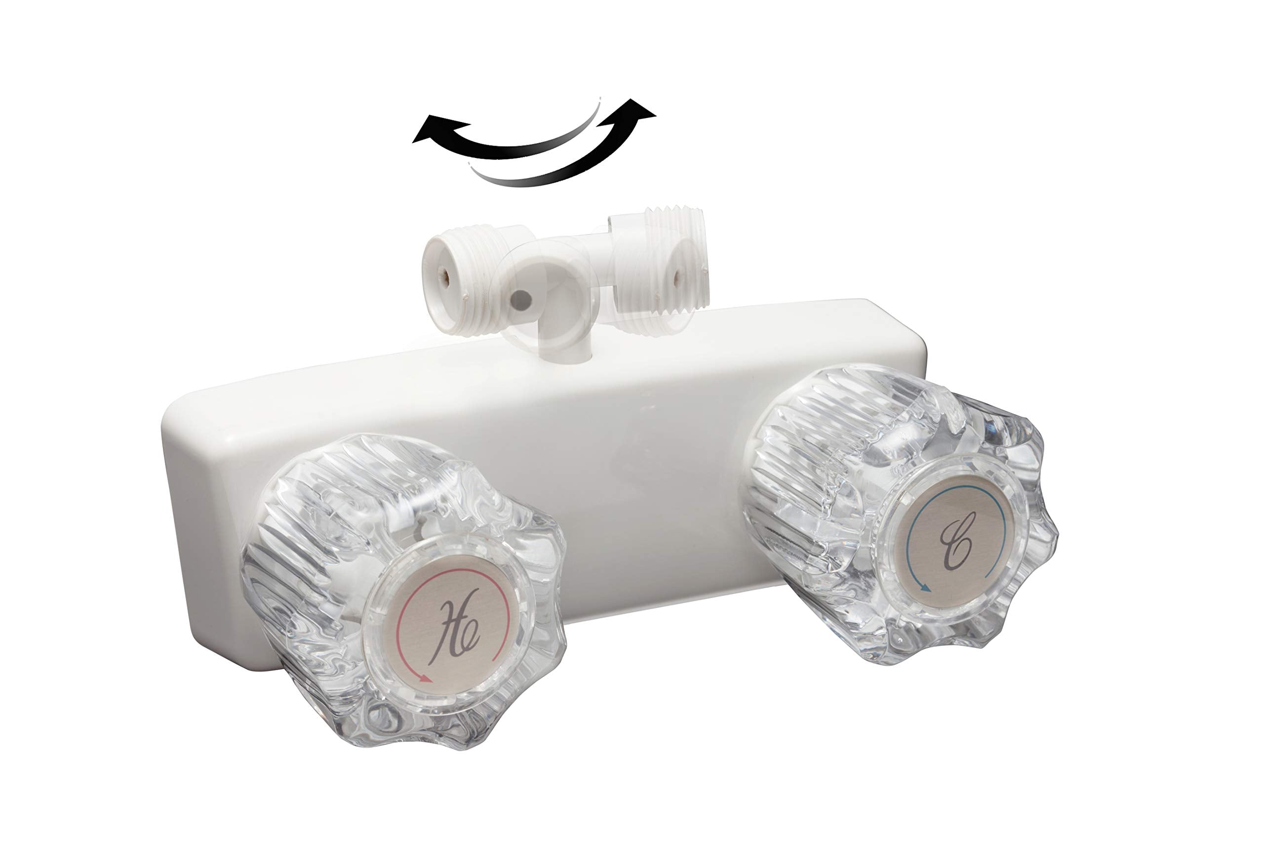 Dura Faucet Dura Faucet DF-SA100A1-WT RV Shower Faucet Valve Diverter with 2-Knobs for Exterior Shower Boxes - Outdoor Depot