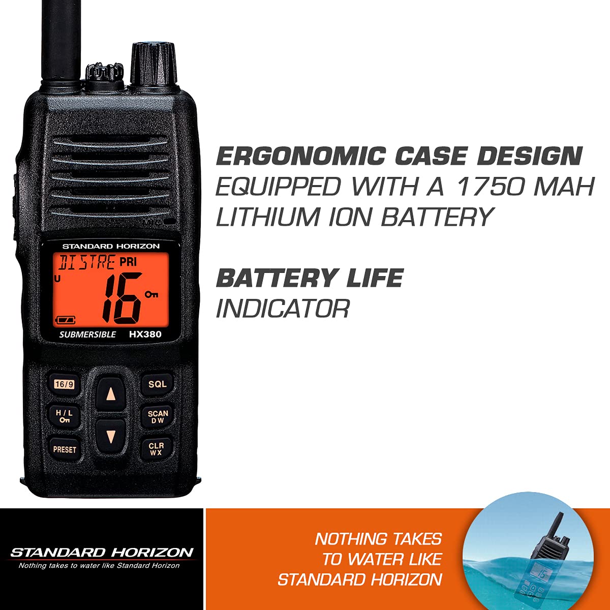 STANDARD HORIZON Standard Horizon HX380 1.5" Standard Handheld VHF - Outdoor Depot