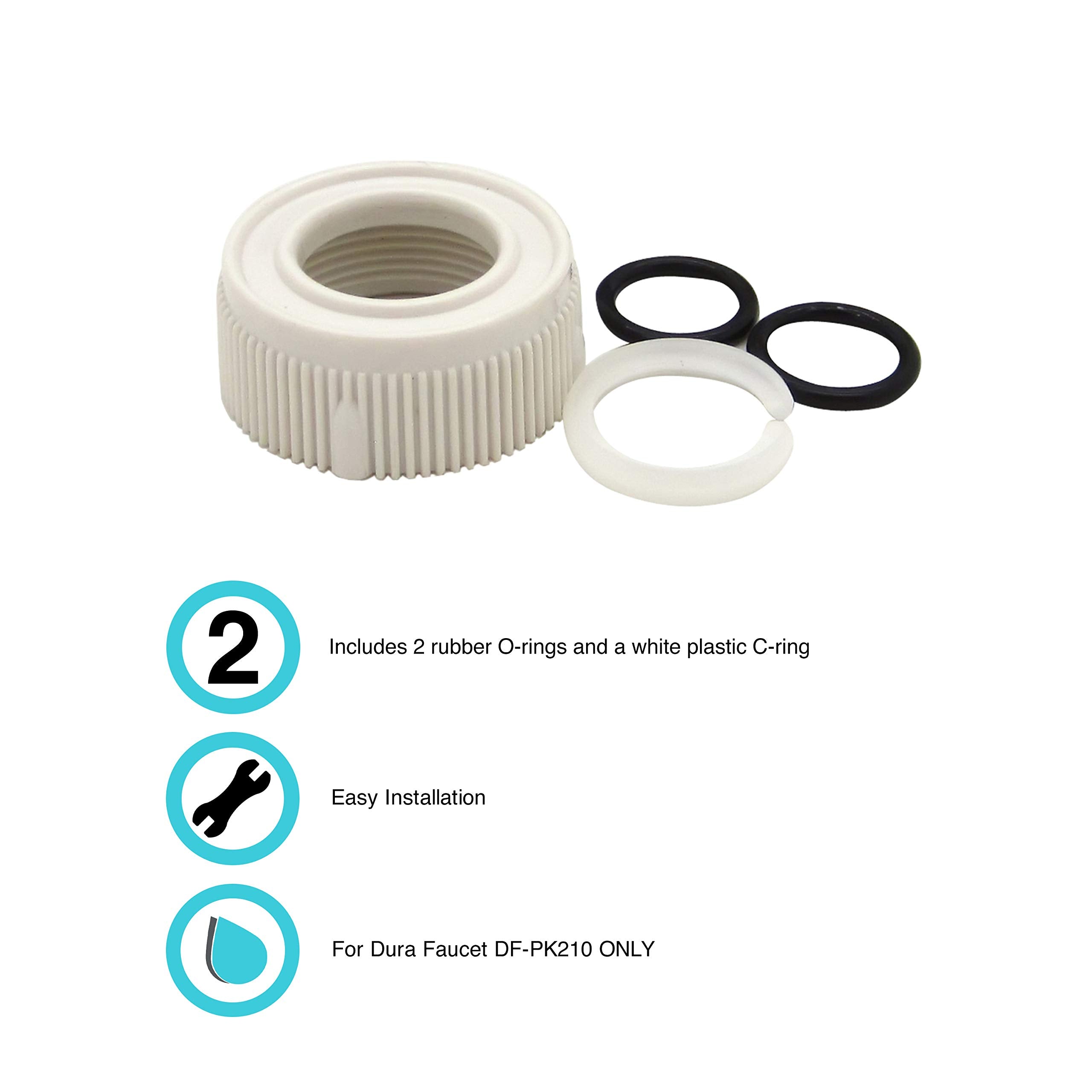 Dura Faucet Dura Faucet DF-RK510-WT RV Faucet Spout Nut and Rings Replacement Kit (White) - Outdoor Depot