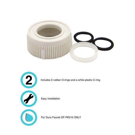 Dura Faucet Dura Faucet DF-RK510-WT RV Faucet Spout Nut and Rings Replacement Kit (White) - Outdoor Depot