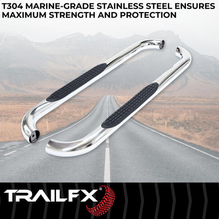 Trailfx TrailFX Nerf Bars for Chevrolet Silverado 1500 Standard Cab 2020-2021 3 Inch Round Bent Polished - Outdoor Depot
