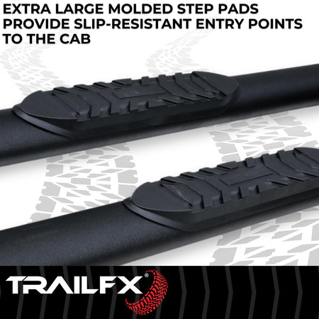 Trailfx TrailFX Nerf Bar Fits 2024-2025 Toyota Tacoma Double Cab 4 Inch Oval Straight with Step Pads Rocker - Outdoor Depot