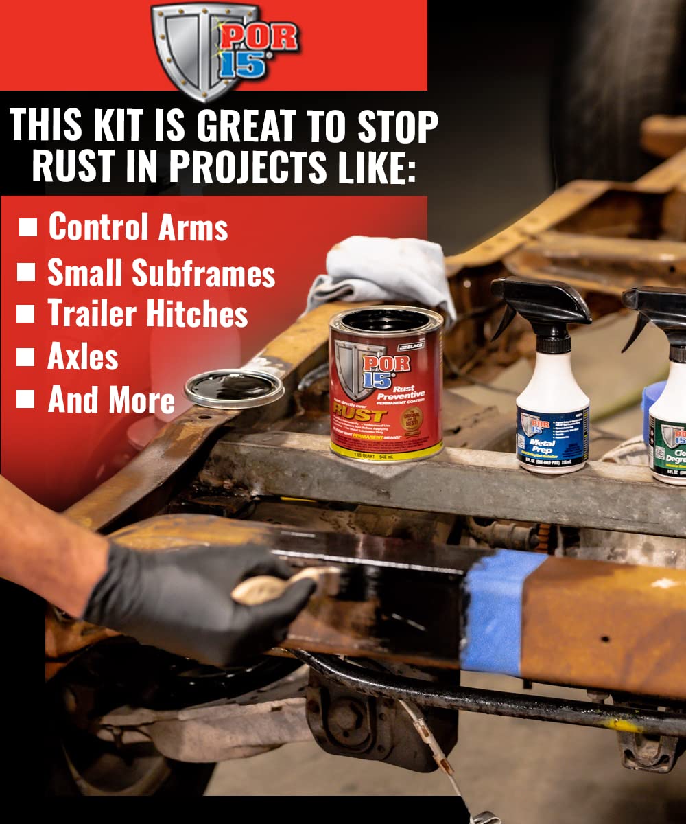 POR-15 POR-15 Stop Rust Kit, Non-Porous Coating Seals and Protects Metal from Rust and Corrosion, Gloss Black - Outdoor Depot
