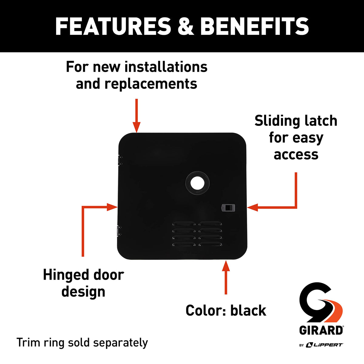 COMBLU Girard Products Llc RV Water Heater Door Installation Kit - 10-Gallon, Black - Outdoor Depot