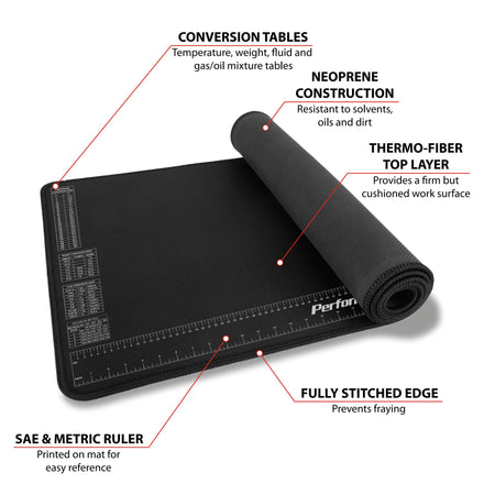 Performance Tool Performance Tool W88977 Neoprene Mat with Ruler and Reference Charts, Chemical Resistant, - Outdoor Depot