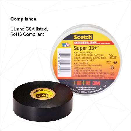 3M 3M Scotch Super 33+ Electrical Tape - 3/4 in x 52 ft, Premium Grade All-Weather Vinyl, Resistant to - Outdoor-Depot.us