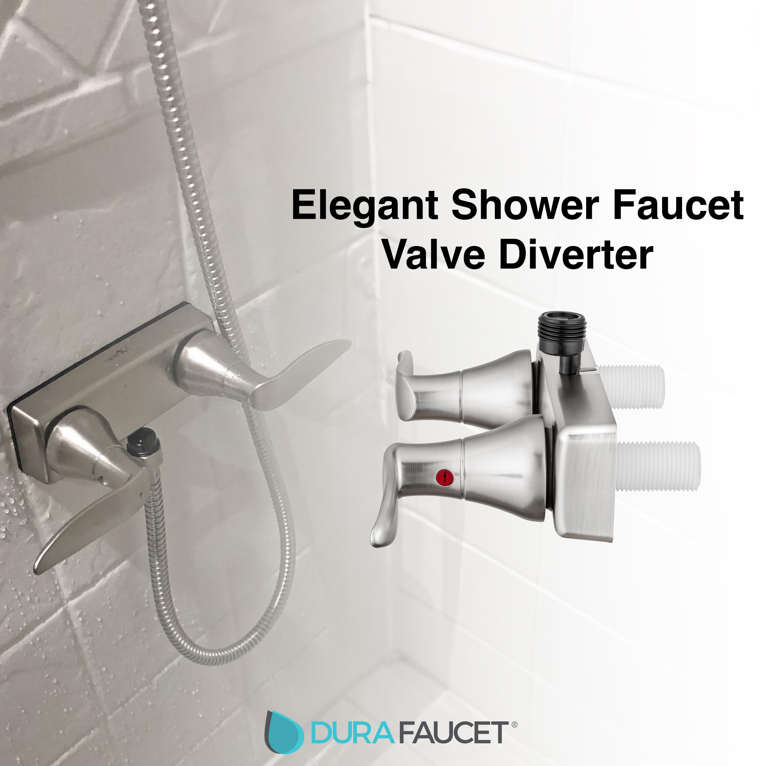Dura Faucet Dura Faucet DF-SA100LH-SN RV Shower Faucet Valve Diverter with Winged Levers (Satin Nickel) - Outdoor Depot