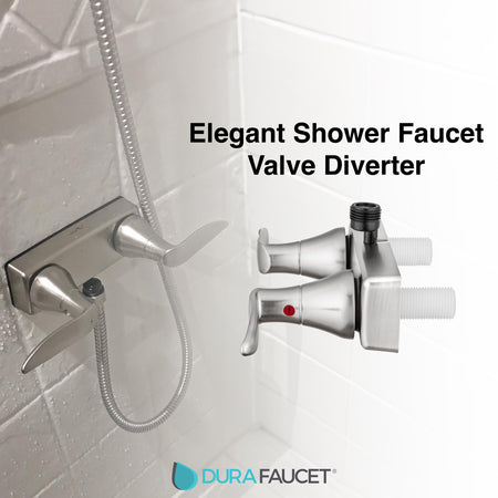 Dura Faucet Dura Faucet DF-SA100LH-SN RV Shower Faucet Valve Diverter with Winged Levers (Satin Nickel) - Outdoor Depot