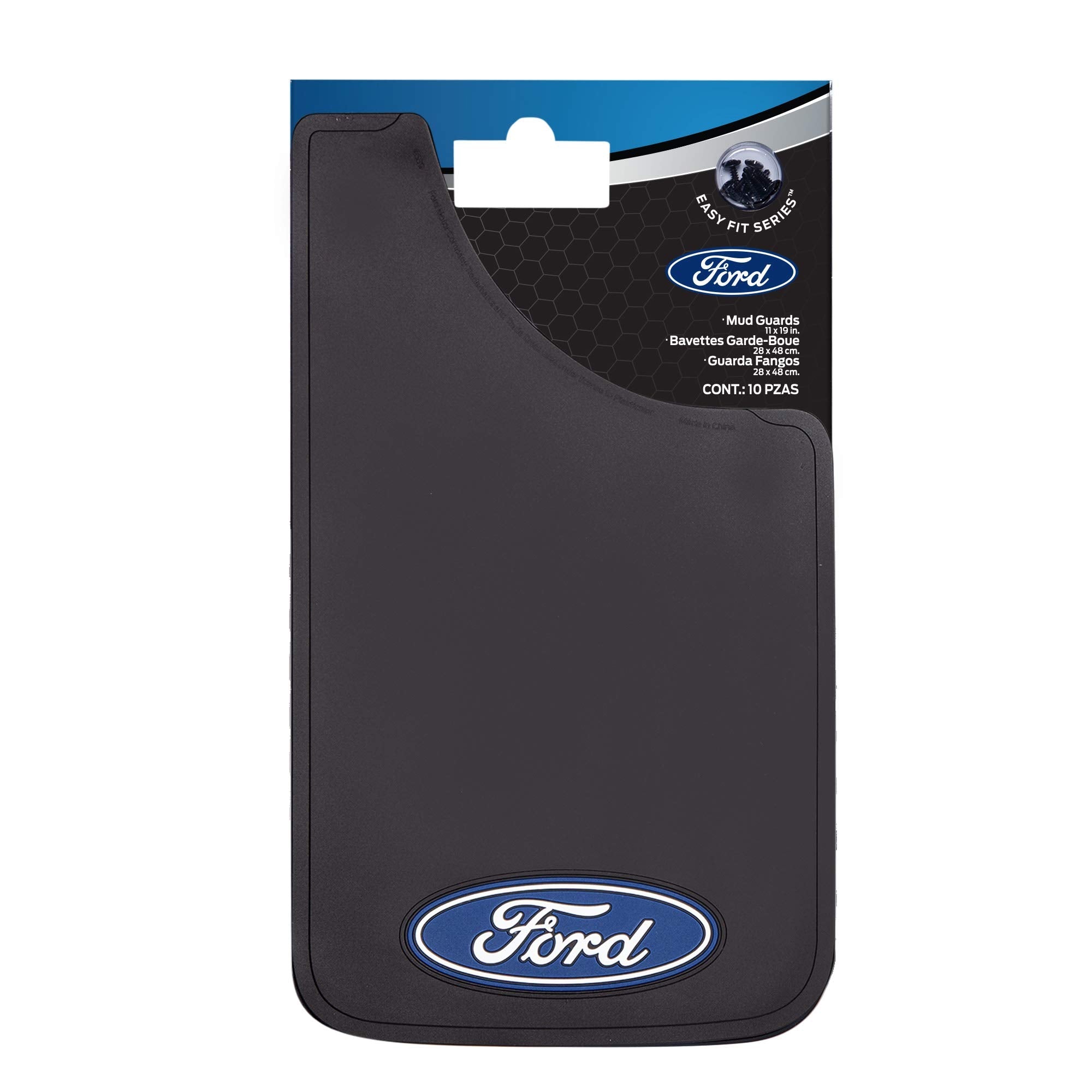 Plasticolor Plasticolor 000539R01 Ford Oval Logo Easy Fit Mud Guard 11"x19" - Set of 2 , Black - Outdoor Depot