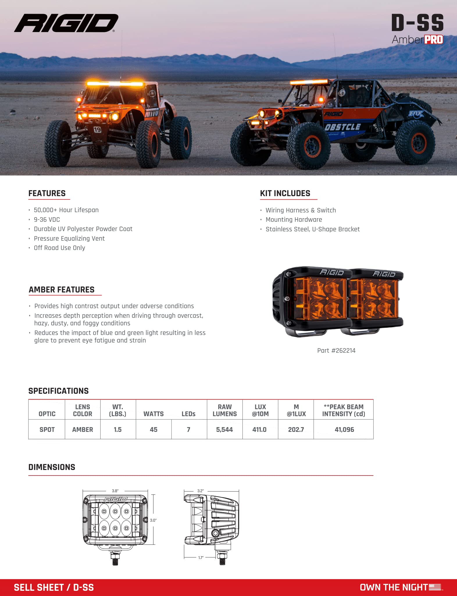 RIGID RIGID INDUSTRIES 32189-D-SS_Amber-Cover_Angle - Outdoor Depot