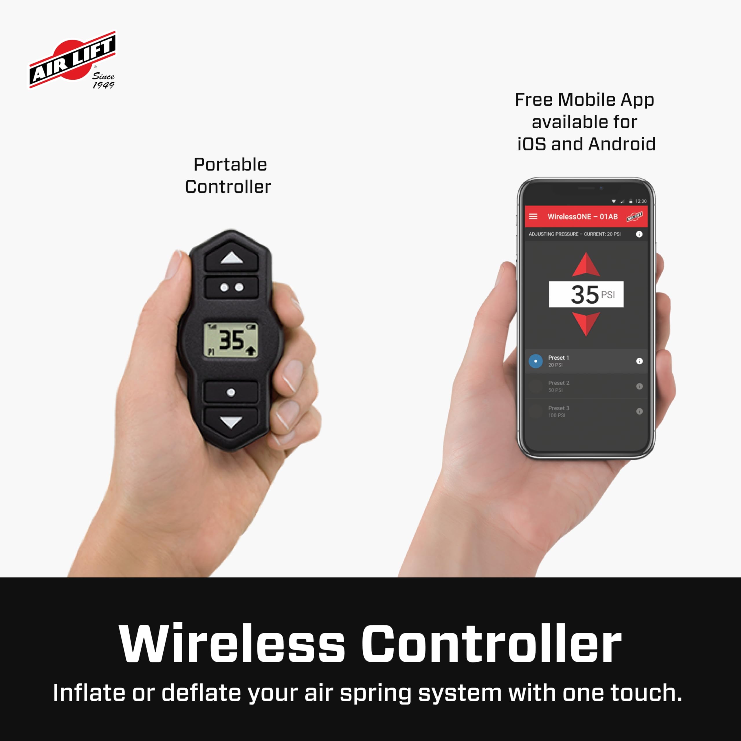 Air Lift Air Lift WirelessOne 2nd Generation + EZ Mount On-Board Air Compressor with Mobile App - 25980EZ - Outdoor-Depot.us